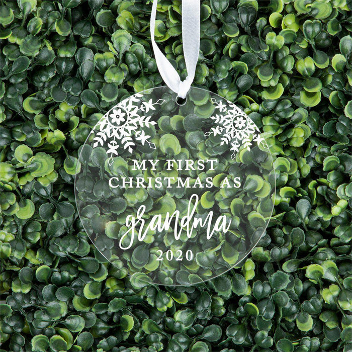 Custom Grandparents Round Clear Acrylic Christmas Ornament Keepsake-Set of 1-Andaz Press-Grandparents-