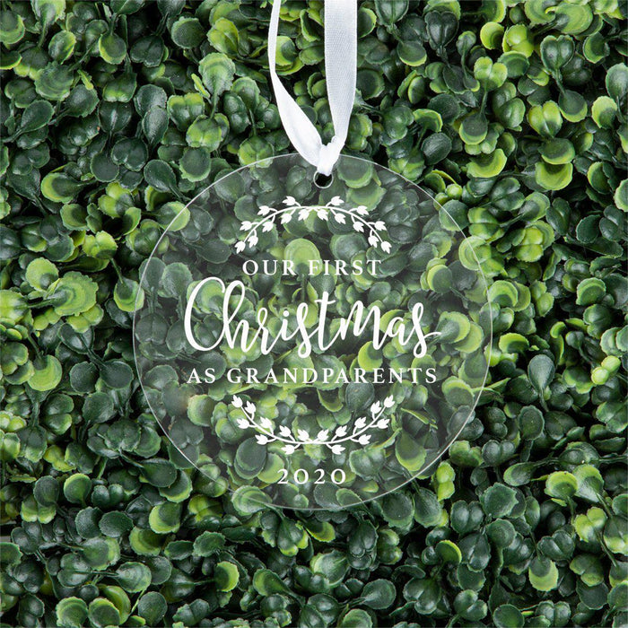 Custom Grandparents Round Clear Acrylic Christmas Ornament Keepsake-Set of 1-Andaz Press-Christmas As Grandparents-