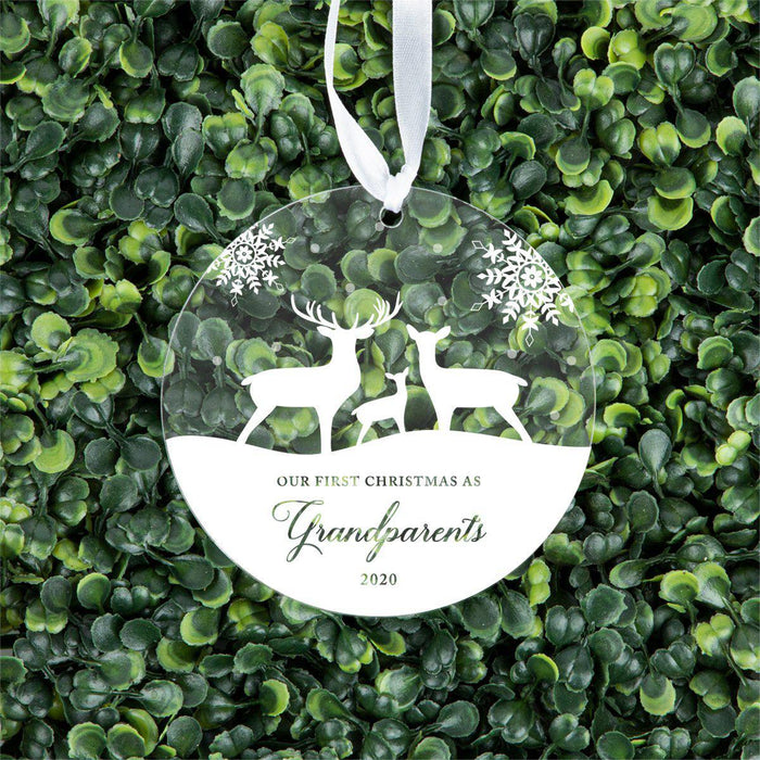 Custom Grandparents Round Clear Acrylic Christmas Ornament Keepsake-Set of 1-Andaz Press-First Christmas As Grandparents-