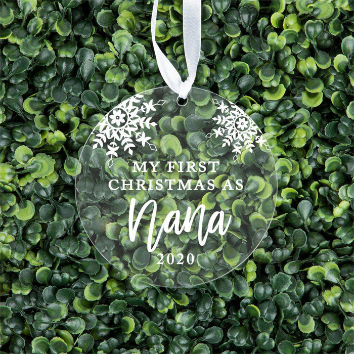 Custom Grandparents Round Clear Acrylic Christmas Ornament Keepsake-Set of 1-Andaz Press-Nana-
