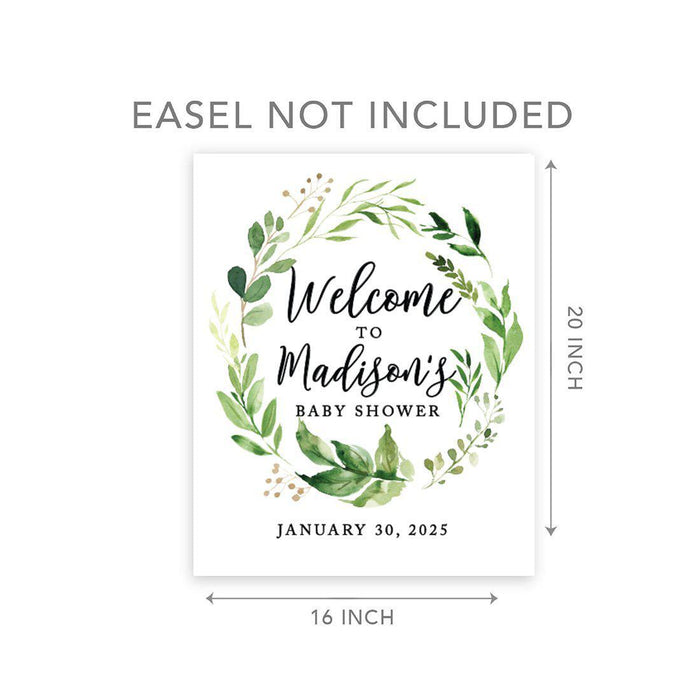 Custom Greenery Baby Shower Canvas Welcome Signs-Set of 1-Andaz Press-Gold Greenery Baby-