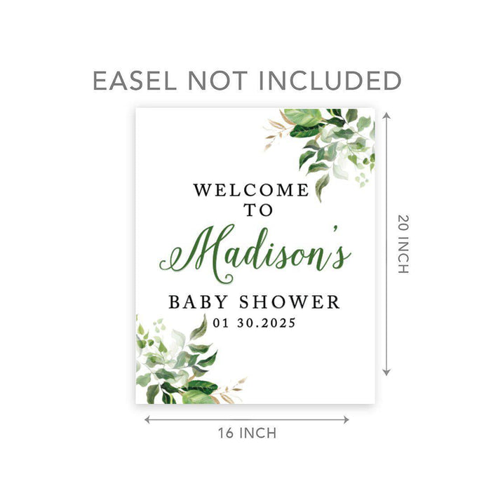 Custom Greenery Baby Shower Canvas Welcome Signs-Set of 1-Andaz Press-Gold Greenery Baby-