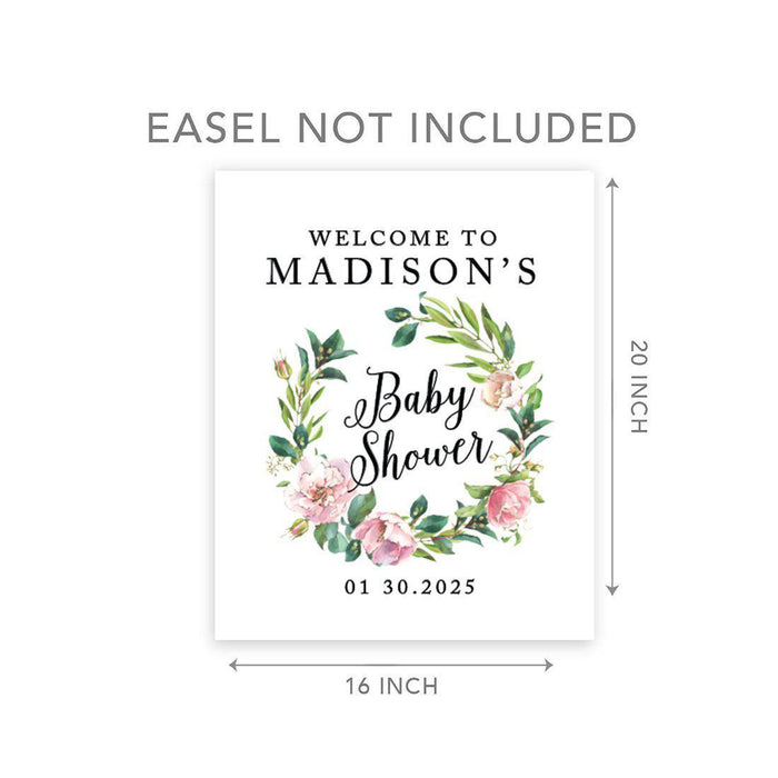 Custom Greenery Baby Shower Canvas Welcome Signs-Set of 1-Andaz Press-Gold Greenery Baby-