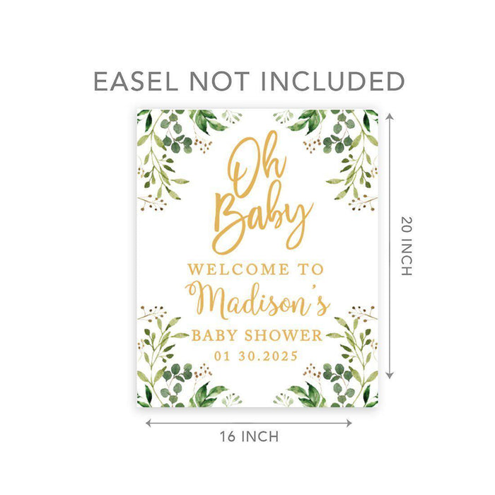 Custom Greenery Baby Shower Canvas Welcome Signs-Set of 1-Andaz Press-Gold Greenery Baby-