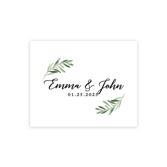 Custom Greenery Canvas Wedding Guestbook Welcome Signs-Set of 1-Andaz Press-Eucalyptus Greenery Stems-