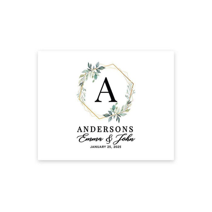 Custom Greenery Canvas Wedding Guestbook Welcome Signs-Set of 1-Andaz Press-Modern Eucalyptus Greenery Geometric Hexagon Frame-