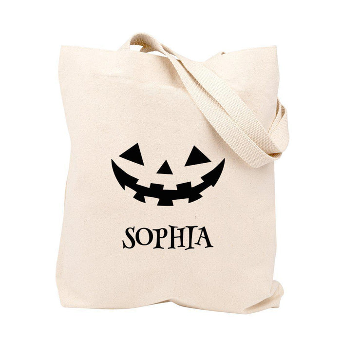 Custom Halloween Tote Bag Canvas Bags with Handles, Reusable Halloween Bag, Halloween Bags for Trick or Treat-Set of 1-Andaz Press-Jack O' Lantern-
