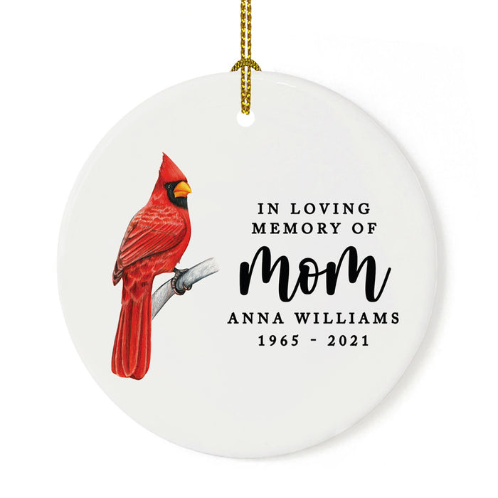 Custom In Loving Memory Ornament 20XX Round Porcelain Ornament for Loss Of Loved One Bereavement Sympathy-Set of 1-Andaz Press-In Loving Memory of Mom-