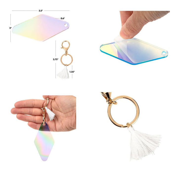 Custom Iridescent Acrylic Retro Motel Keychain-Set of 1-Andaz Press-Custom Iridescent Retro Motel Keychain-