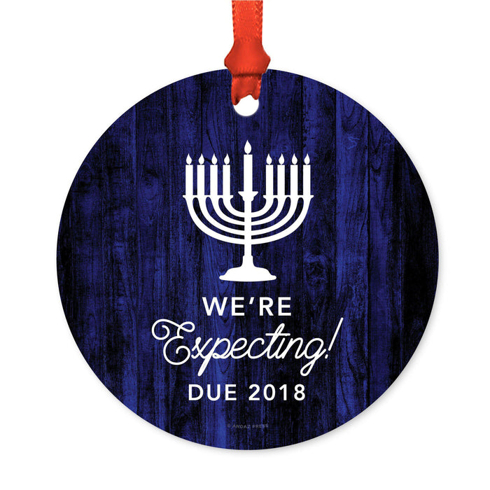 Custom Jewish Family Metal Hanukkah Ornament, Our First Hanukkah, Design 2-Set of 1-Andaz Press-Baby Pregnancy-