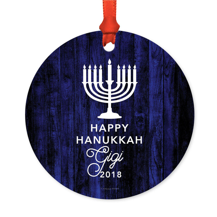 Custom Jewish Family Metal Hanukkah Ornament, Our First Hanukkah, Design 2-Set of 1-Andaz Press-Grandma Gigi Merry Christmas-
