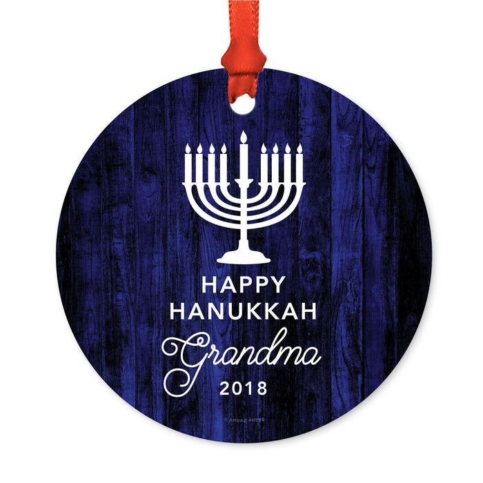 Custom Jewish Family Metal Hanukkah Ornament, Our First Hanukkah, Design 2-Set of 1-Andaz Press-Grandma Grandpa Merry Christmas-