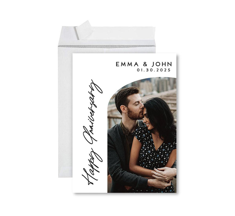 Custom Jumbo Anniversary Photo Card with Envelope, Greeting Card for Anniversary Gifts, Set of 1-Set of 1-Andaz Press-Happy Anniversary-