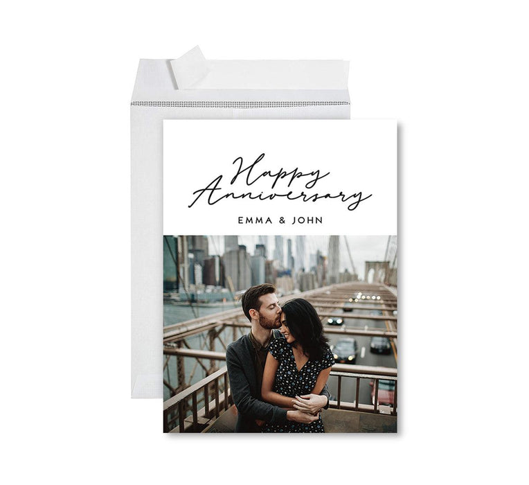 Custom Jumbo Anniversary Photo Card with Envelope, Greeting Card for Anniversary Gifts, Set of 1-Set of 1-Andaz Press-Happy Anniversary-