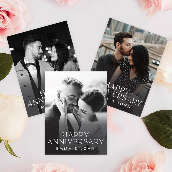 Custom Jumbo Anniversary Photo Card with Envelope, Greeting Card for Anniversary Gifts, Set of 1-Set of 1-Andaz Press-Happy Anniversary-