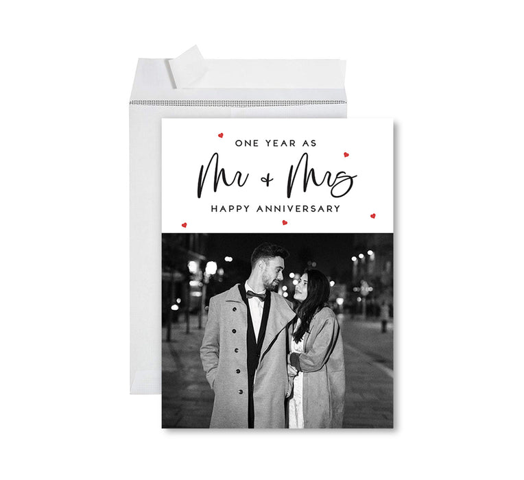 Custom Jumbo Anniversary Photo Card with Envelope, Greeting Card for Anniversary Gifts, Set of 1-Set of 1-Andaz Press-Happy Anniversary-