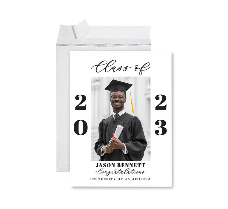 Custom Jumbo Graduation Photo Greeting Card with Envelope, Set of 1-Set of 1-Andaz Press-Congratulations-
