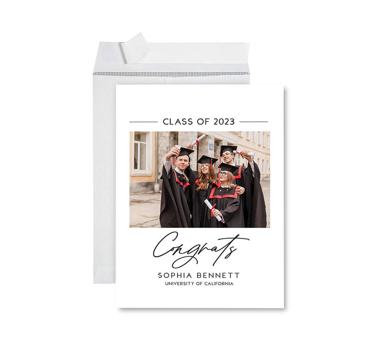 Custom Jumbo Graduation Photo Greeting Card with Envelope, Set of 1-Set of 1-Andaz Press-Congratulations-