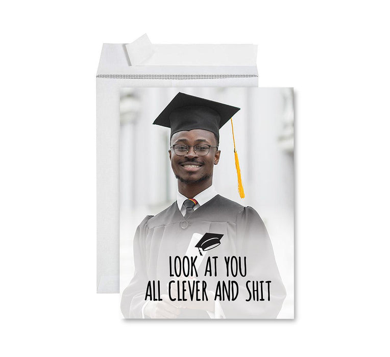 Custom Jumbo Graduation Photo Greeting Card with Envelope, Set of 1-Set of 1-Andaz Press-Congratulations-