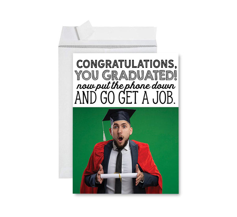 Custom Jumbo Graduation Photo Greeting Card with Envelope, Set of 1-Set of 1-Andaz Press-Congratulations-