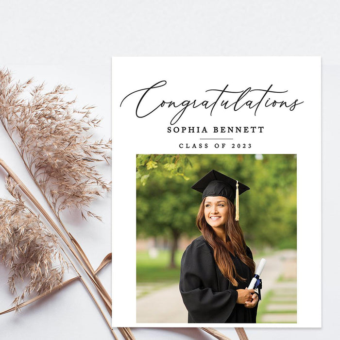 Custom Jumbo Graduation Photo Greeting Card with Envelope, Set of 1-Set of 1-Andaz Press-Congratulations-