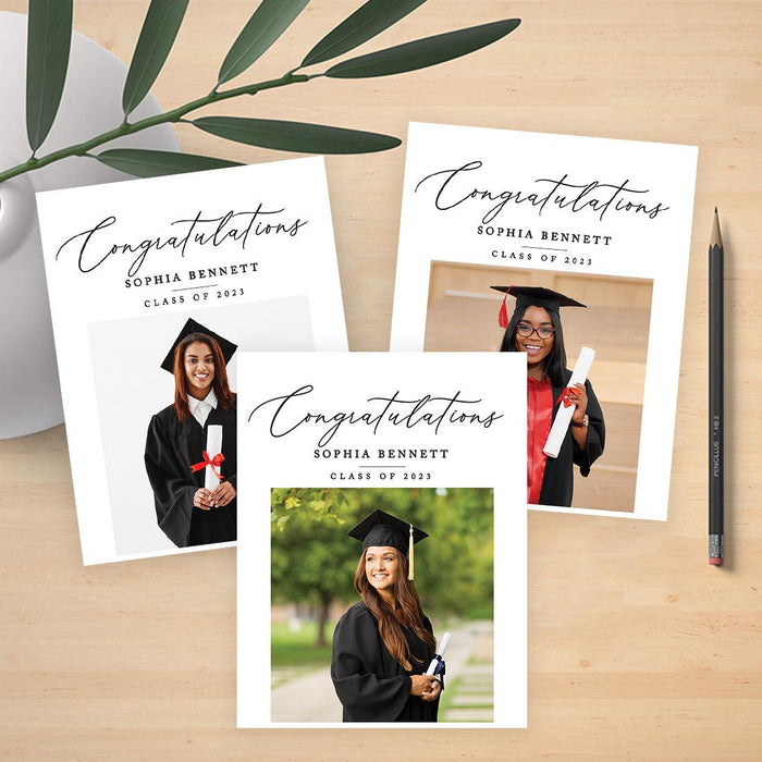 Custom Jumbo Graduation Photo Greeting Card with Envelope, Set of 1-Set of 1-Andaz Press-Congratulations-