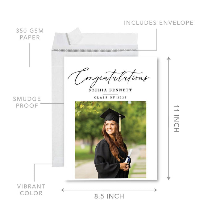 Custom Jumbo Graduation Photo Greeting Card with Envelope, Set of 1-Set of 1-Andaz Press-Congratulations-