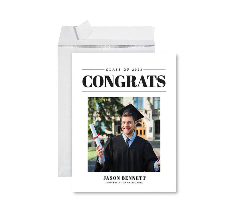 Custom Jumbo Graduation Photo Greeting Card with Envelope, Set of 1-Set of 1-Andaz Press-Congratulations-