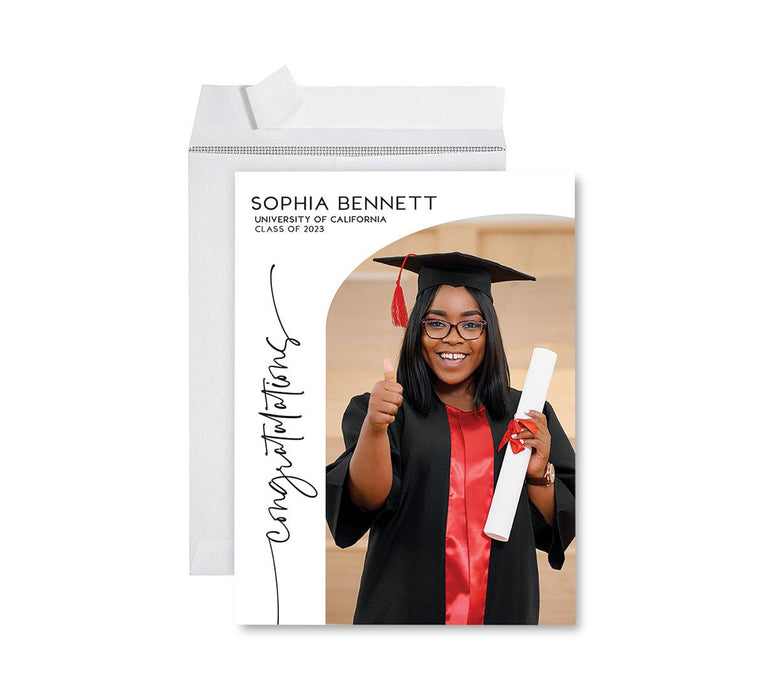 Custom Jumbo Graduation Photo Greeting Card with Envelope, Set of 1-Set of 1-Andaz Press-Boho Arch-