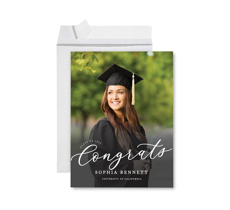 Custom Jumbo Graduation Photo Greeting Card with Envelope, Set of 1-Set of 1-Andaz Press-Class Of Congrats-