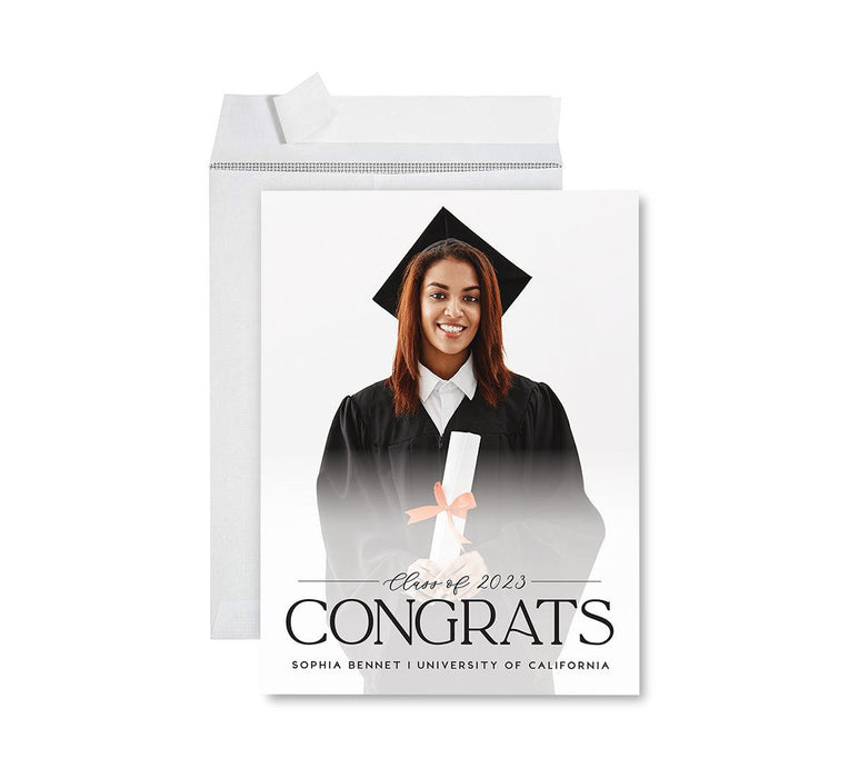 Custom Jumbo Graduation Photo Greeting Card with Envelope, Set of 1-Set of 1-Andaz Press-Classic Congrats-