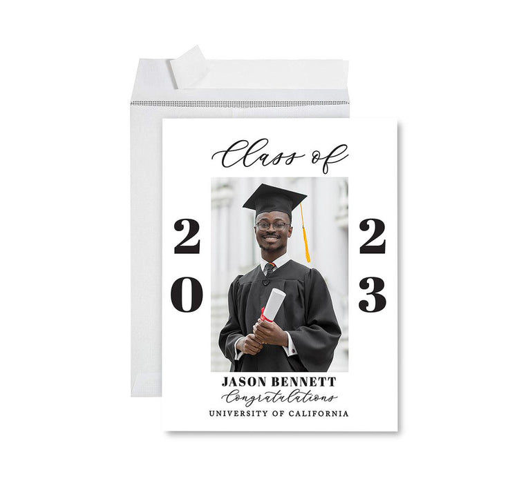 Custom Jumbo Graduation Photo Greeting Card with Envelope, Set of 1-Set of 1-Andaz Press-Classic Congratulations-