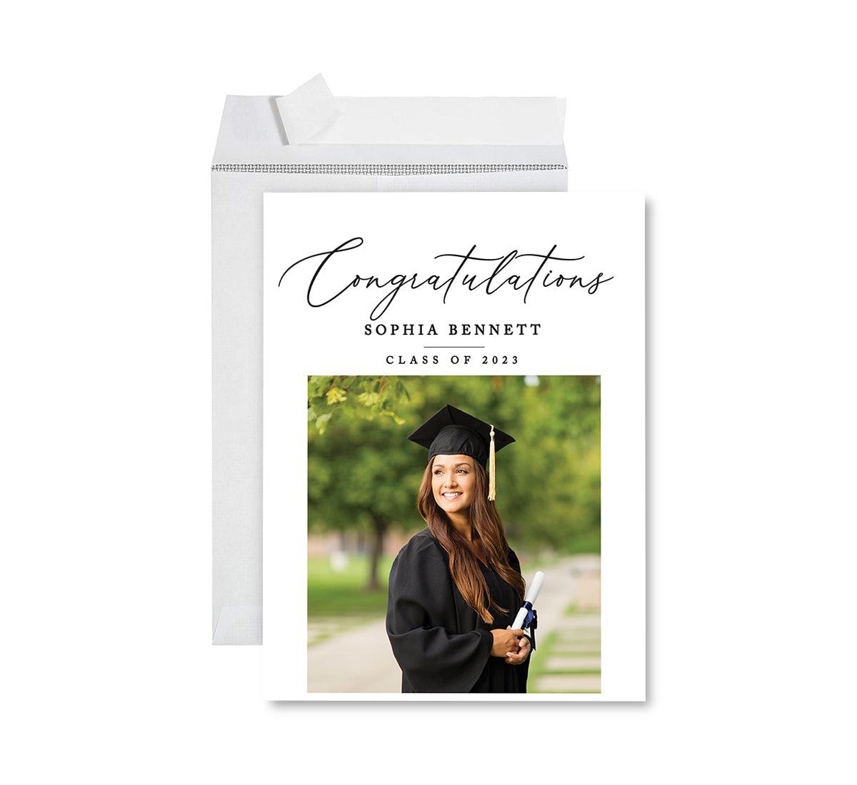 Custom Jumbo Graduation Photo Greeting Card with Envelope, Set of 1-Set of 1-Andaz Press-Congratulations-