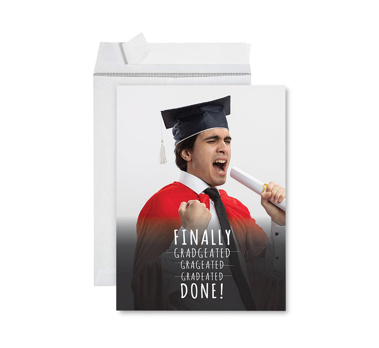 Custom Jumbo Graduation Photo Greeting Card with Envelope, Set of 1-Set of 1-Andaz Press-Finally Done Gradgeated-