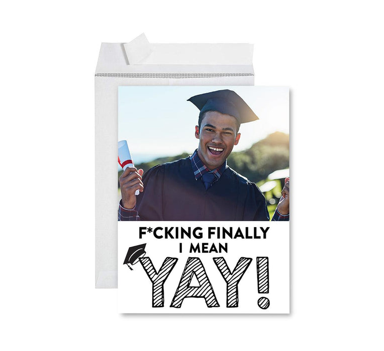 Custom Jumbo Graduation Photo Greeting Card with Envelope, Set of 1-Set of 1-Andaz Press-Fucking Finally-