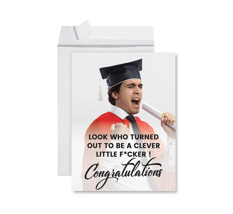 Custom Jumbo Graduation Photo Greeting Card with Envelope, Set of 1-Set of 1-Andaz Press-Look Who Turned Out To Be Clever-