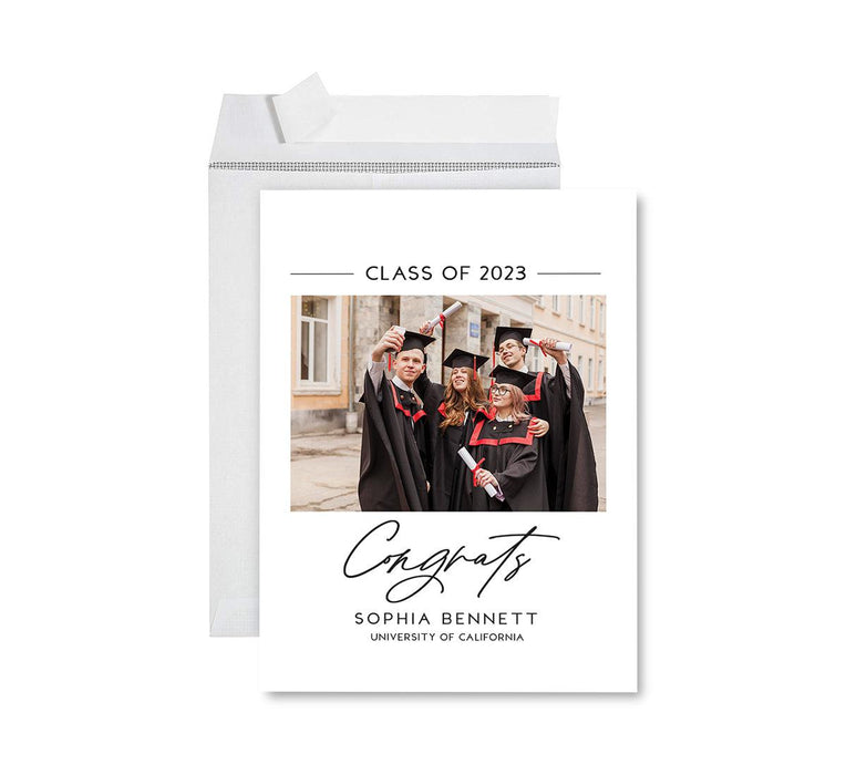 Custom Jumbo Graduation Photo Greeting Card with Envelope, Set of 1-Set of 1-Andaz Press-Minimal Congrats-