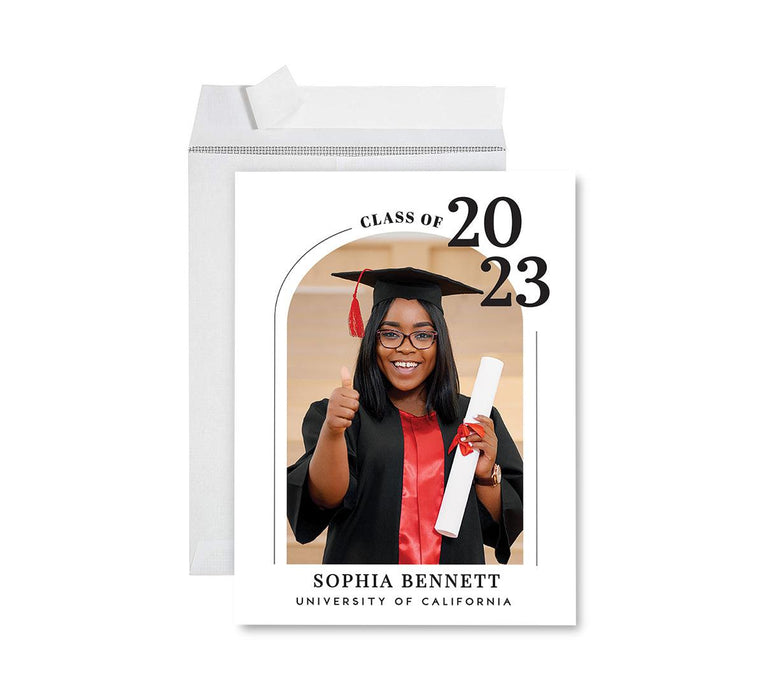 Custom Jumbo Graduation Photo Greeting Card with Envelope, Set of 1-Set of 1-Andaz Press-Minimal Modern Arch-