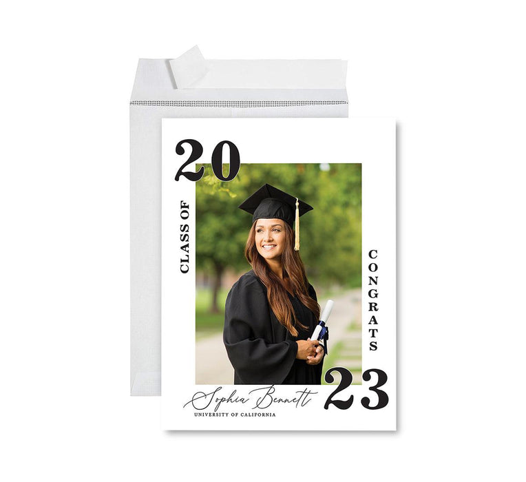 Custom Jumbo Graduation Photo Greeting Card with Envelope, Set of 1-Set of 1-Andaz Press-Modern Congrats-