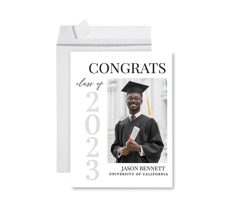 Custom Jumbo Graduation Photo Greeting Card with Envelope, Set of 1-Set of 1-Andaz Press-Modern Portrait-