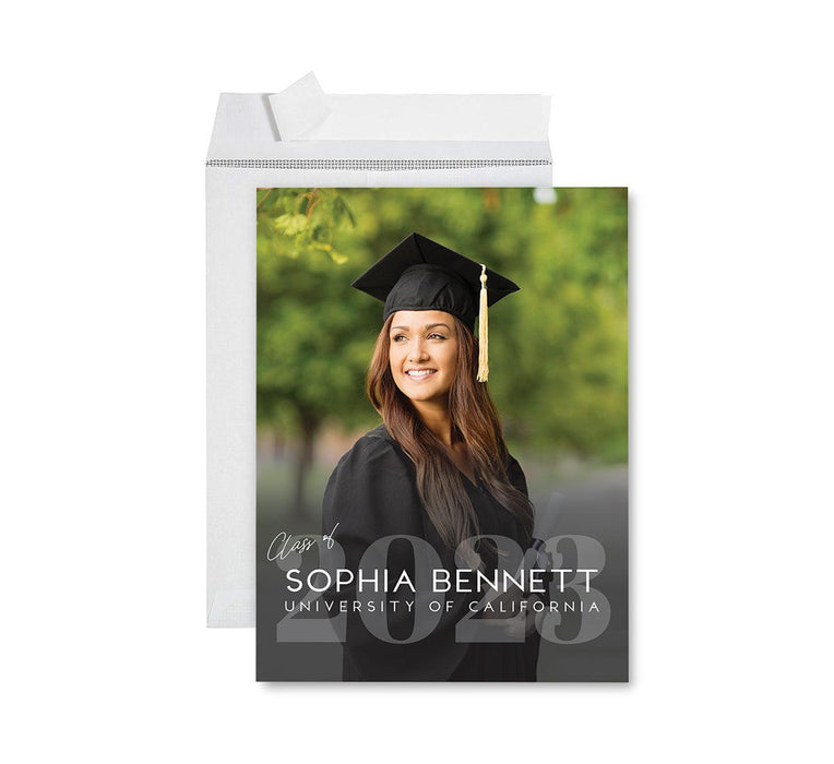 Custom Jumbo Graduation Photo Greeting Card with Envelope, Set of 1-Set of 1-Andaz Press-Script Class Of-