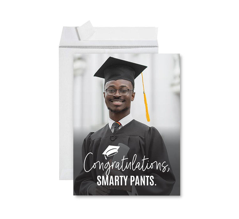 Custom Jumbo Graduation Photo Greeting Card with Envelope, Set of 1-Set of 1-Andaz Press-Smarty Pants-