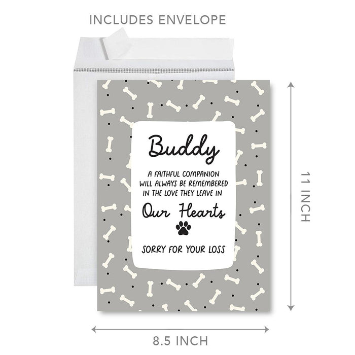 Custom Jumbo Pet Sympathy Card with Envelope, Sorry For Your Loss Card, 8.5" x 11"-Set of 1-Andaz Press-In Loving Memory-