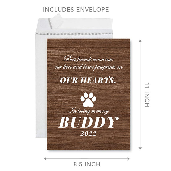 Custom Jumbo Pet Sympathy Card with Envelope, Sorry For Your Loss Card, 8.5" x 11"-Set of 1-Andaz Press-In Loving Memory-