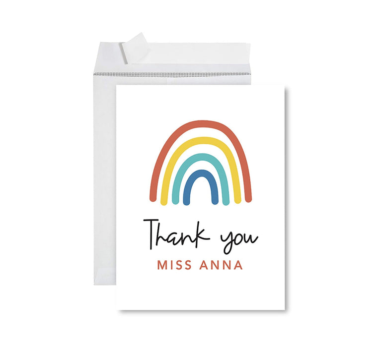 Custom Jumbo Teacher Appreciation Cards - Best Staff Thank You Card with Envelope, 9 Designs-Set of 1-Andaz Press-Rainbow Custom-