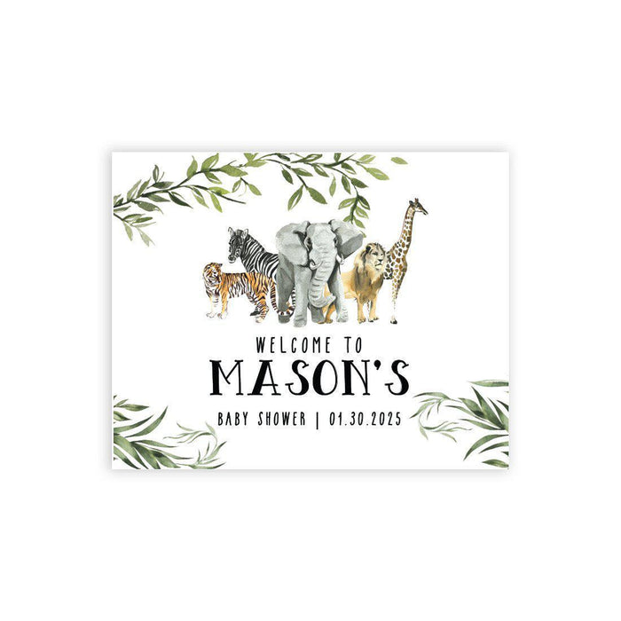 Custom Jungle Safari Baby Shower Canvas Welcome Signs-Set of 1-Andaz Press-Modern Tropical Jungle-