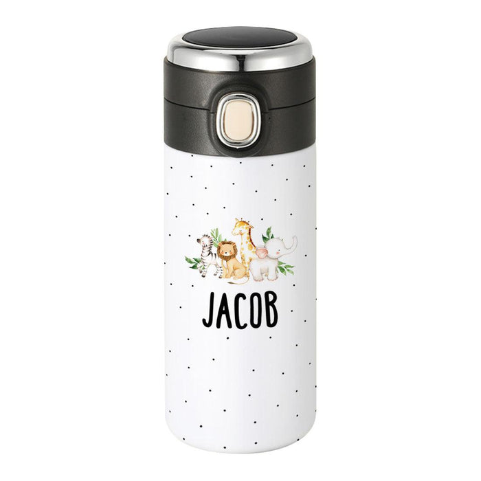 Custom Kids Tumbler Stainless Steel Water Bottle - Birthday Party Favors Gifts-Set of 1-Andaz Press-Safari Animals-