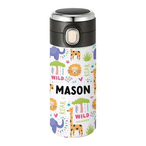 Custom Kids Tumbler Stainless Steel Water Bottle - Birthday Party Favors Gifts-Set of 1-Andaz Press-Safari Animals-