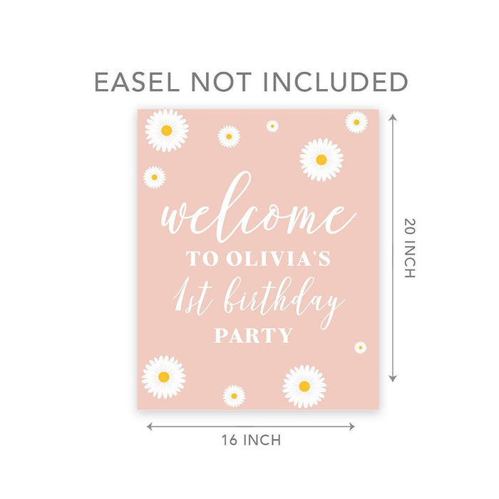 Custom Large Canvas Welcome Sign for Kids Birthday Party, Birthday Welcome Sign, Guestbook Alternative-Set of 1-Andaz Press-Daisy-