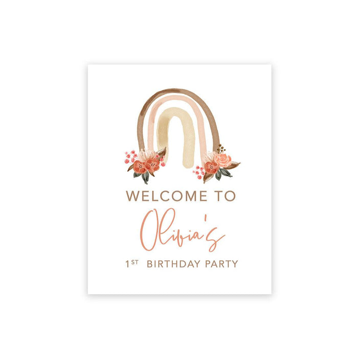 Custom Large Canvas Welcome Sign for Kids Birthday Party, Birthday Welcome Sign, Guestbook Alternative-Set of 1-Andaz Press-Boho Rainbow-